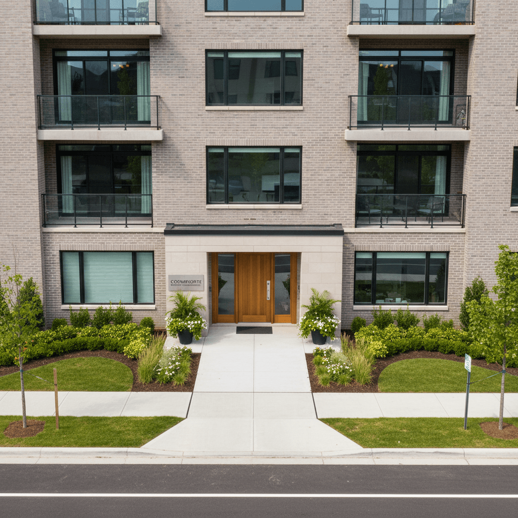 Well-maintained residential building exterior