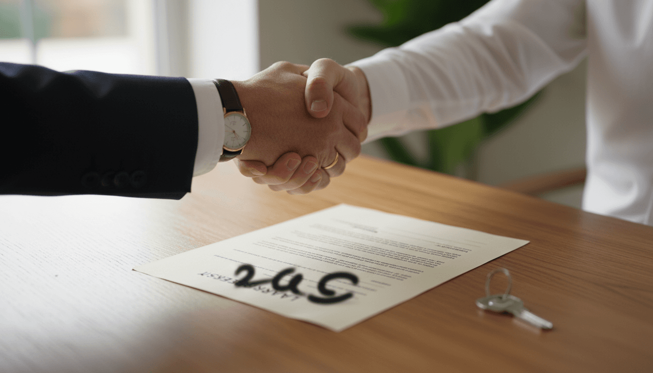 Handshake over a signed commercial lease agreement